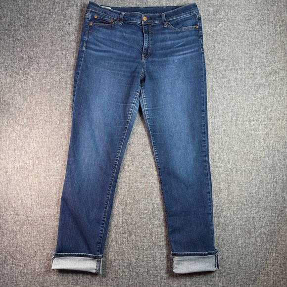 GAP Denim - Womens Gap Classic Straight Jeans | 33 Waist - Size 16 | Tall Dark Wash Mid Rise